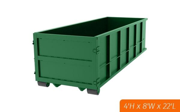 we offer flexible rental periods for our twenty-yard dumpsters, ranging from a few days to several weeks depending on your needs